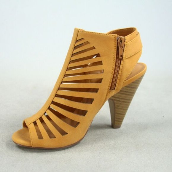 Women's  Fashion Strappy Caged Kitten Chunky Heel Sandal Shoes - Picture 4 of 16